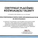 certyfikat placówki rozwijającej talenty